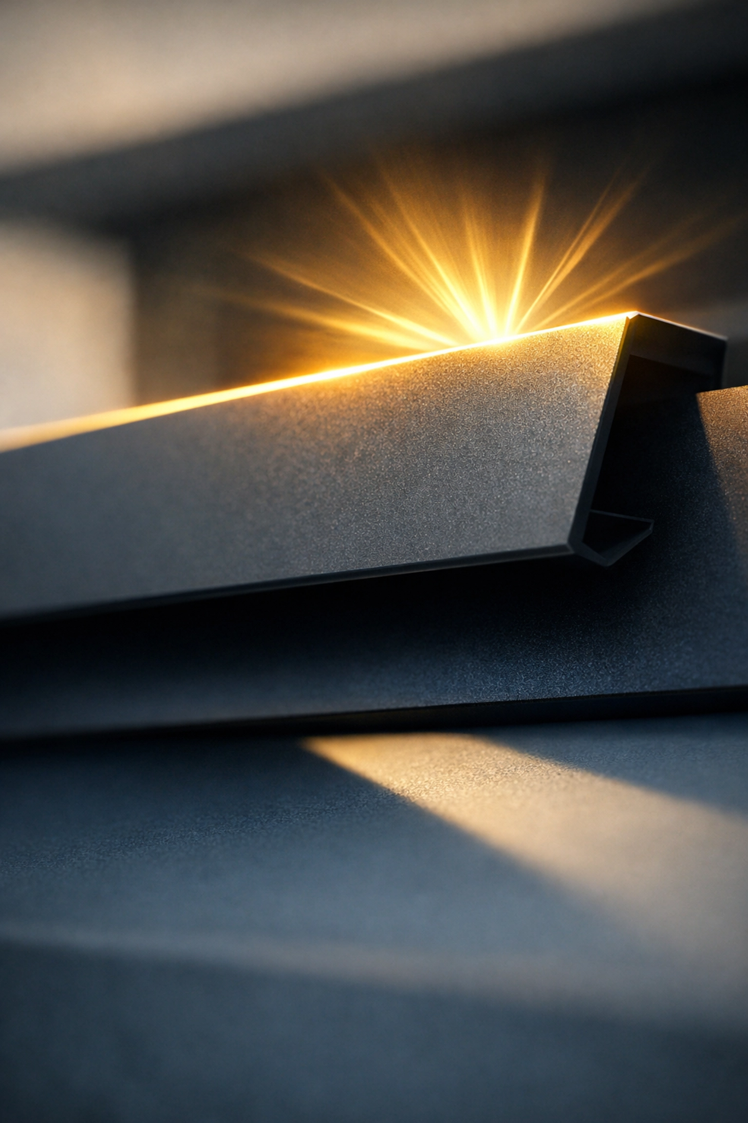 Aluminum louvre blade reflecting sunlight to control solar heat gain and create shade.