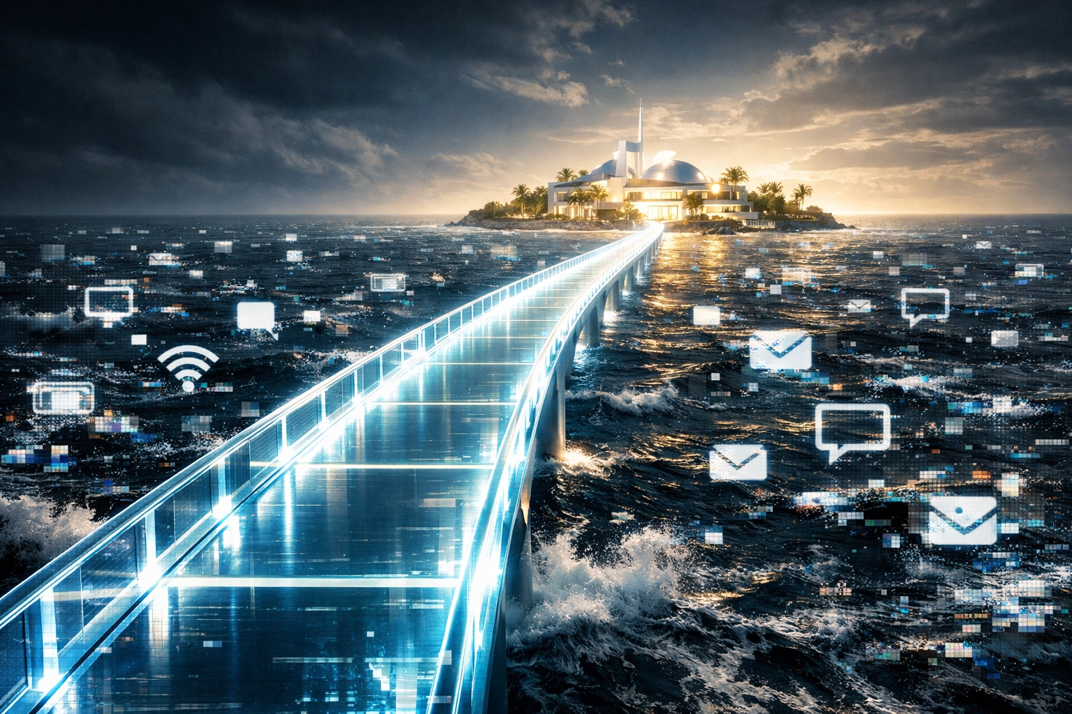 Puente de luz representando el camino directo hacia la conversión web y generación de ventas.