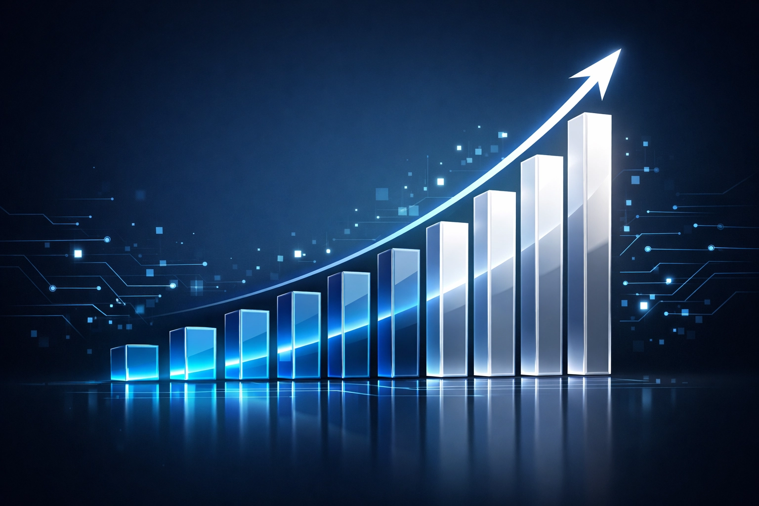 Upward trending graph showing AI's projected GDP growth and economic impact through 2055