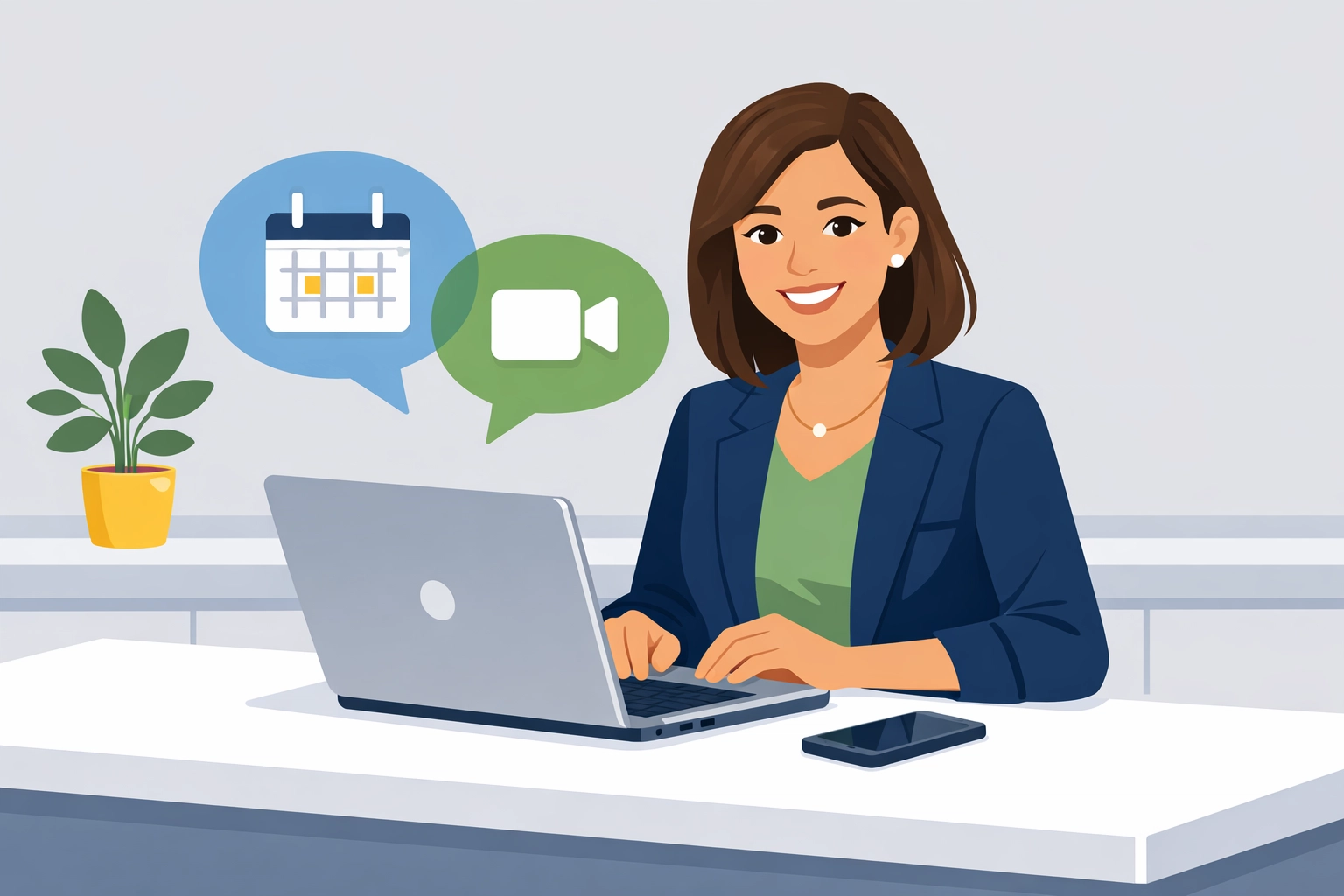 Woman using a laptop for virtual tax preparation and concierge tax services.