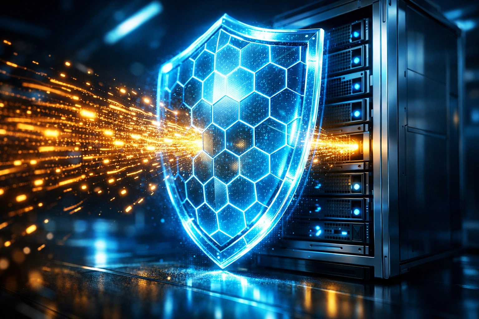 Digitaler Schutzschild für Datenschutz und sichere Datenverarbeitung mit KI in Unternehmen.