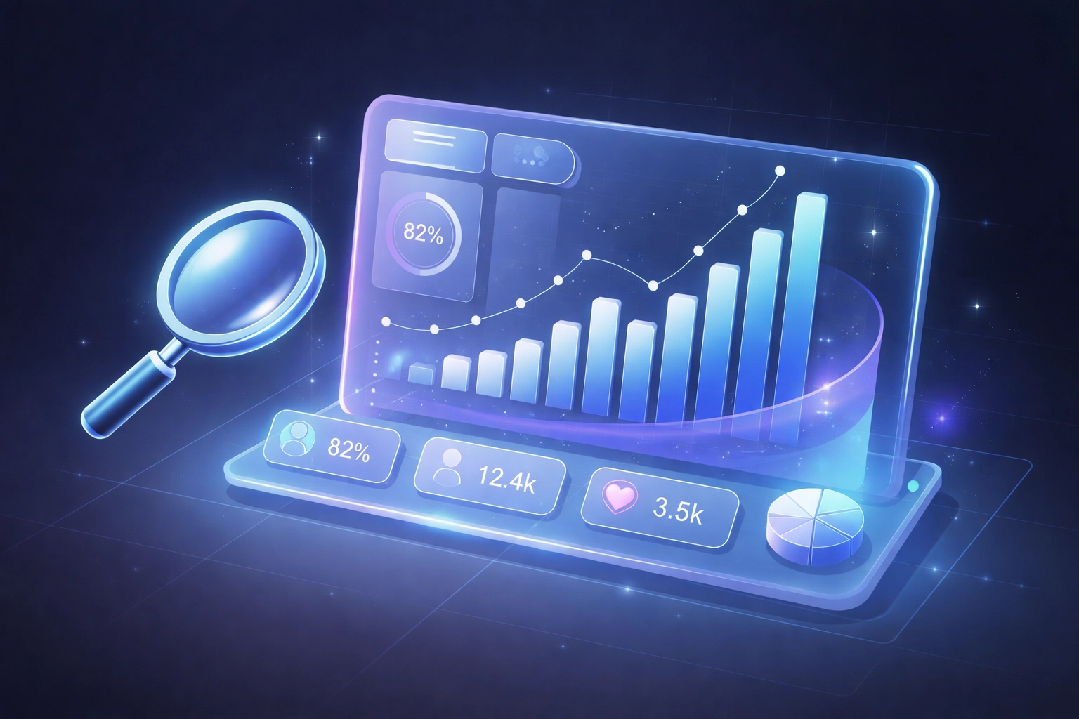Digital dashboard displaying social media analytics and growth metrics, representing Creator Insights competitive analysis tools