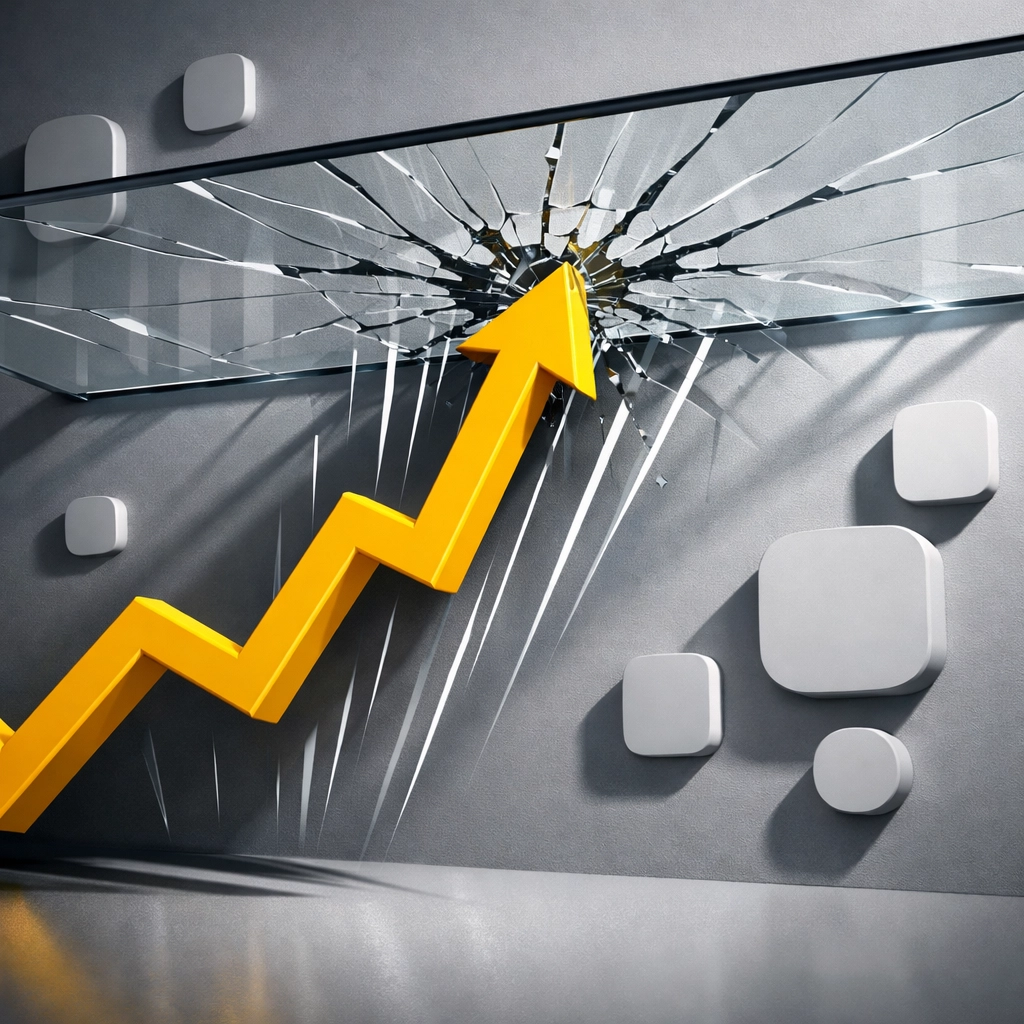 Sales graph hitting ceiling representing Amazon revenue plateau and growth limitations