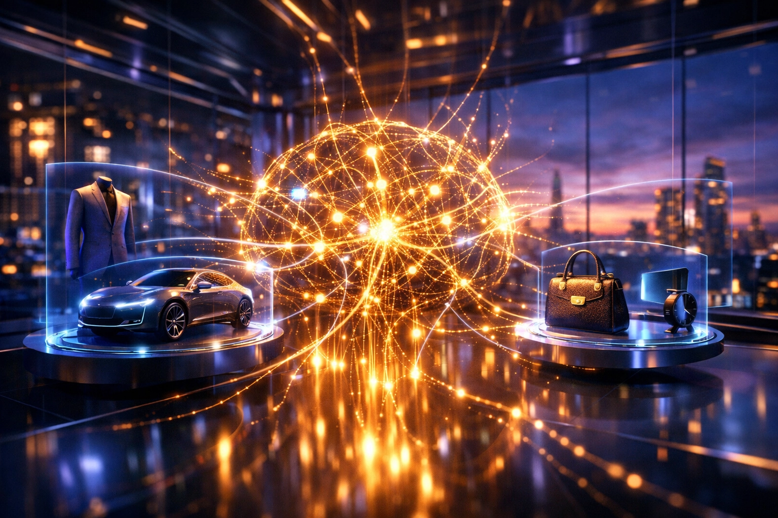 AI-powered digital marketplace showcasing intent-based product search for improved merchant conversion rates