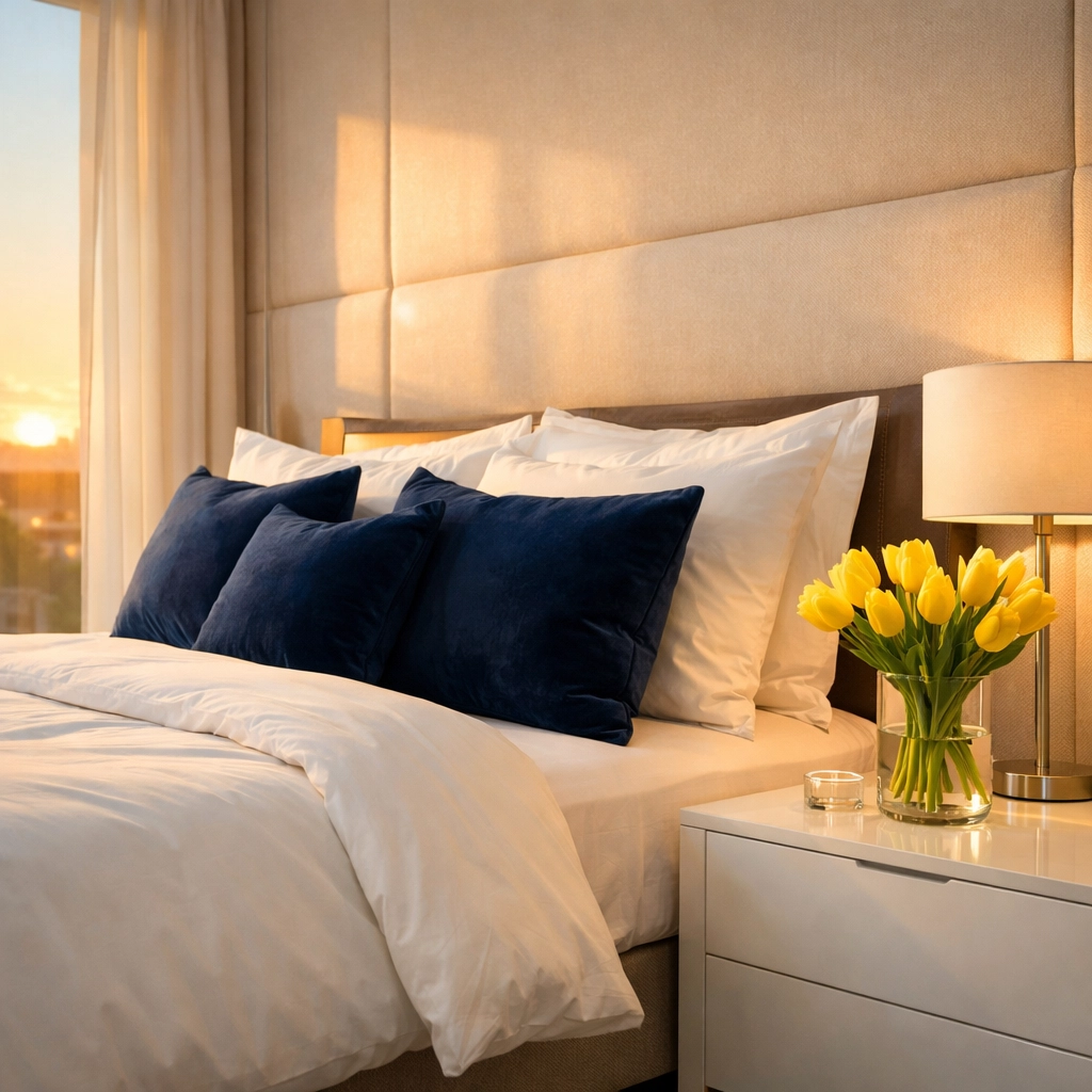 Pristine master bedroom suite in Carlisle cleaned with non-toxic products for a healthy sleep sanctuary.