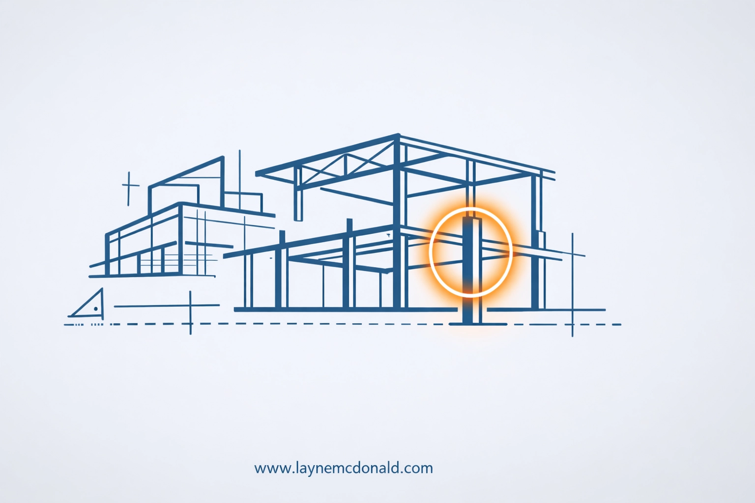 Minimalist blueprint highlighting a structural pillar representing a diagnosis of church leadership gaps.