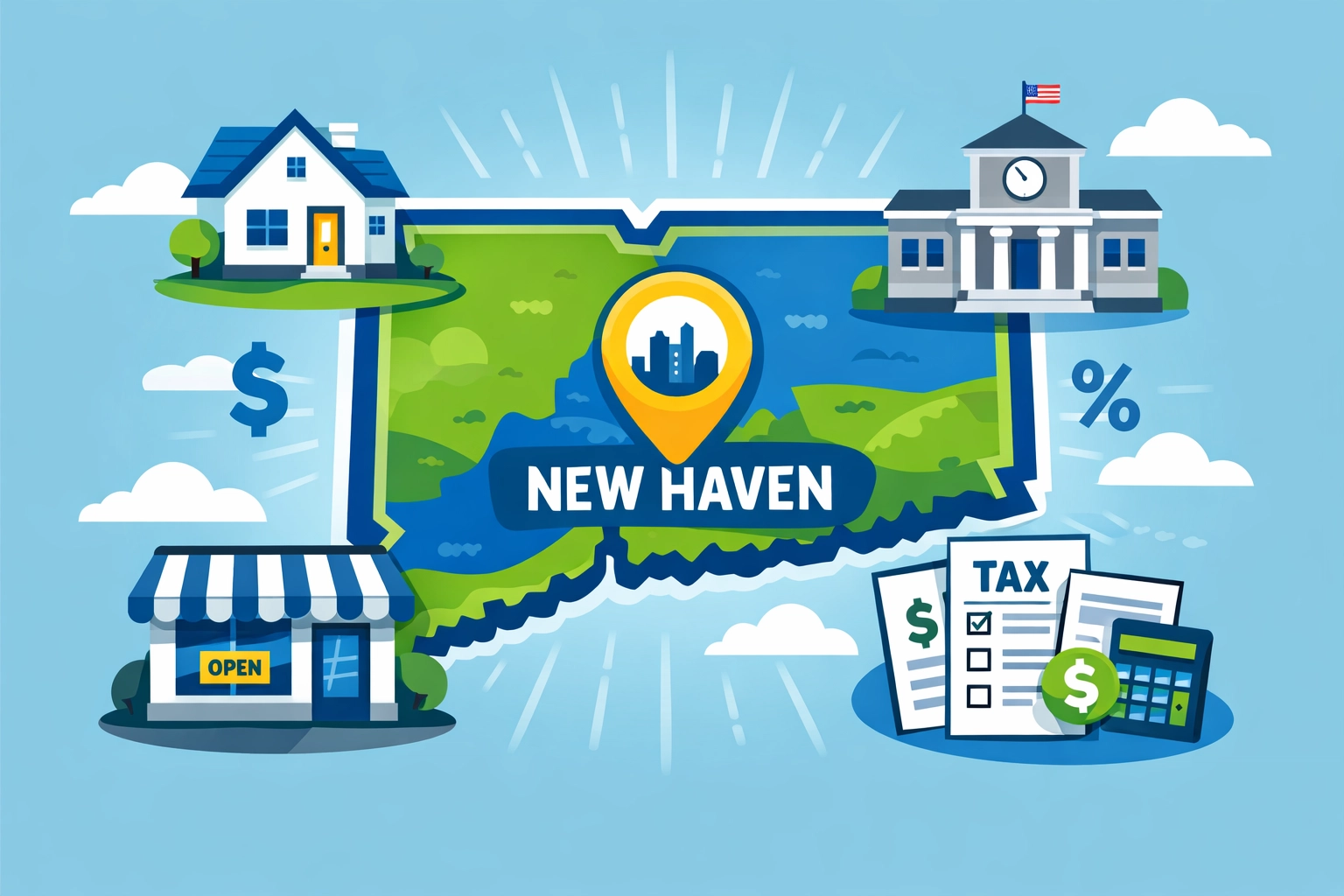 Connecticut map highlighting New Haven local tax expertise and municipal tax considerations