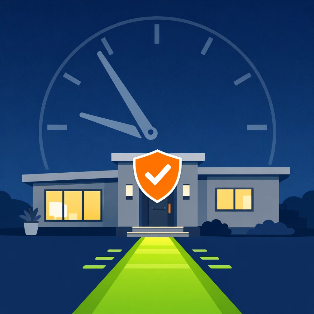 Illustration of a secure home highlighting fast response times from an emergency locksmith in Bristol.