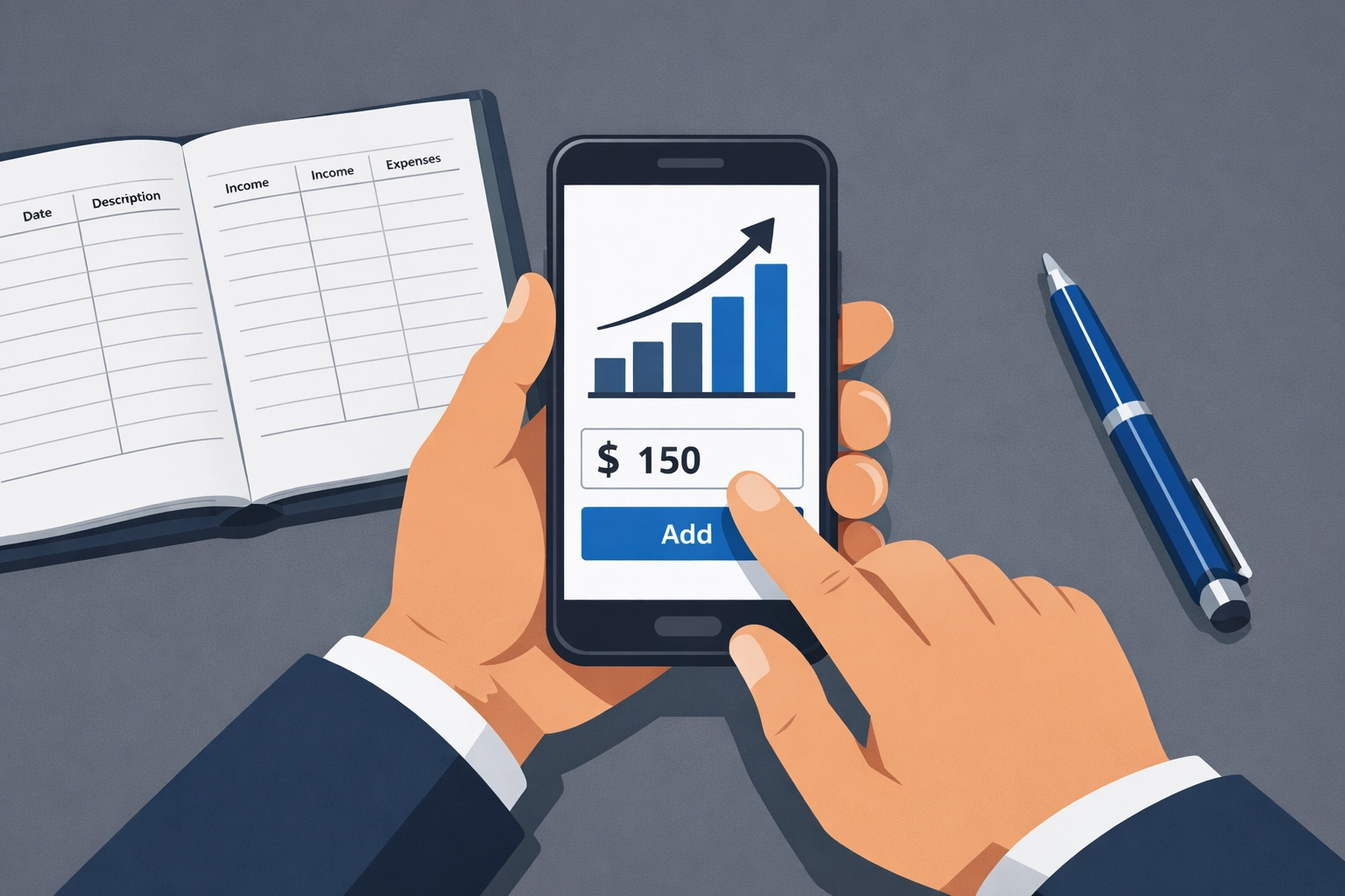 Service worker using a finance app to track tips and maximize tax refund for their New Haven tax return.