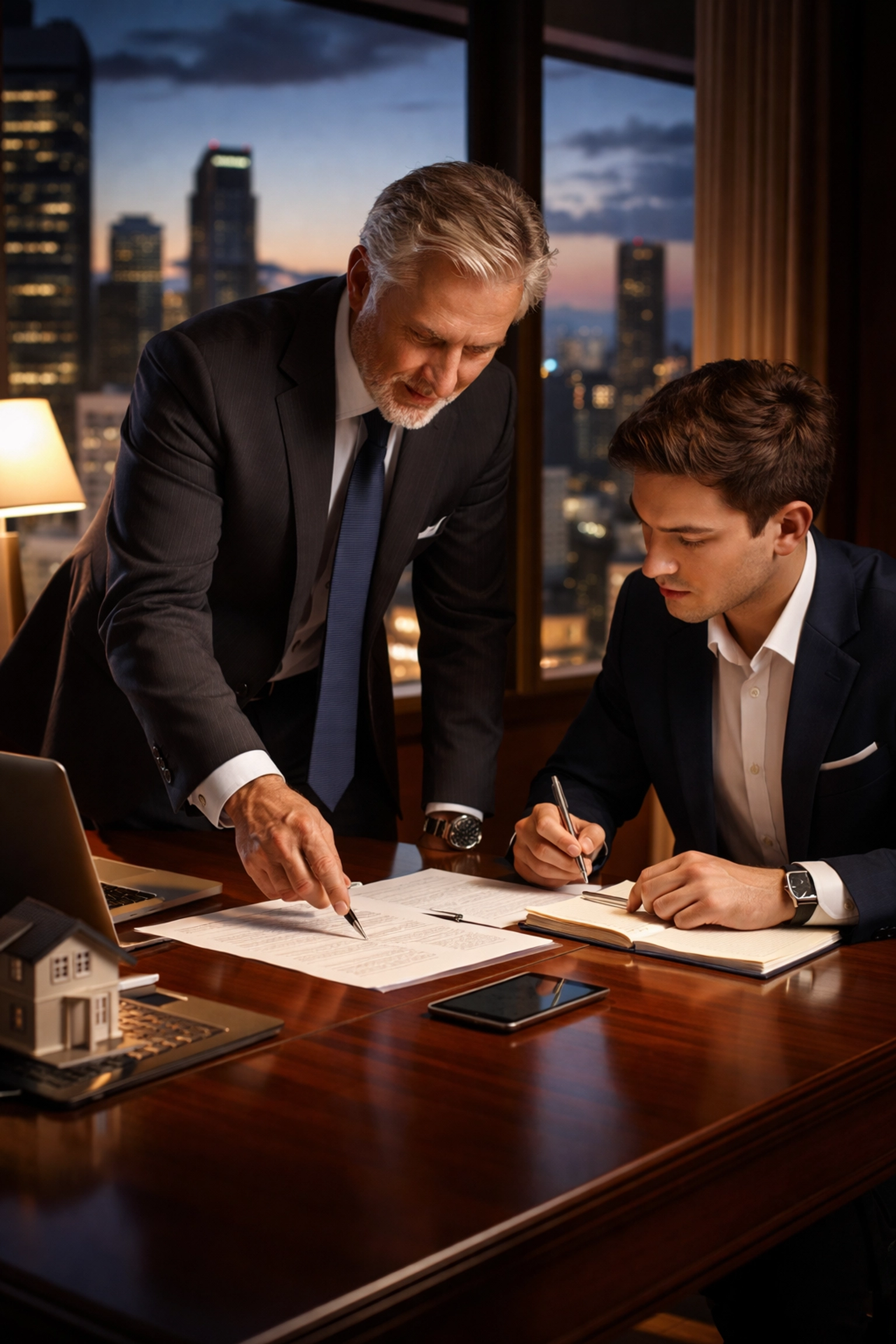 Mentor principal guides new agent in real estate office, highlighting the value of mentorship and training