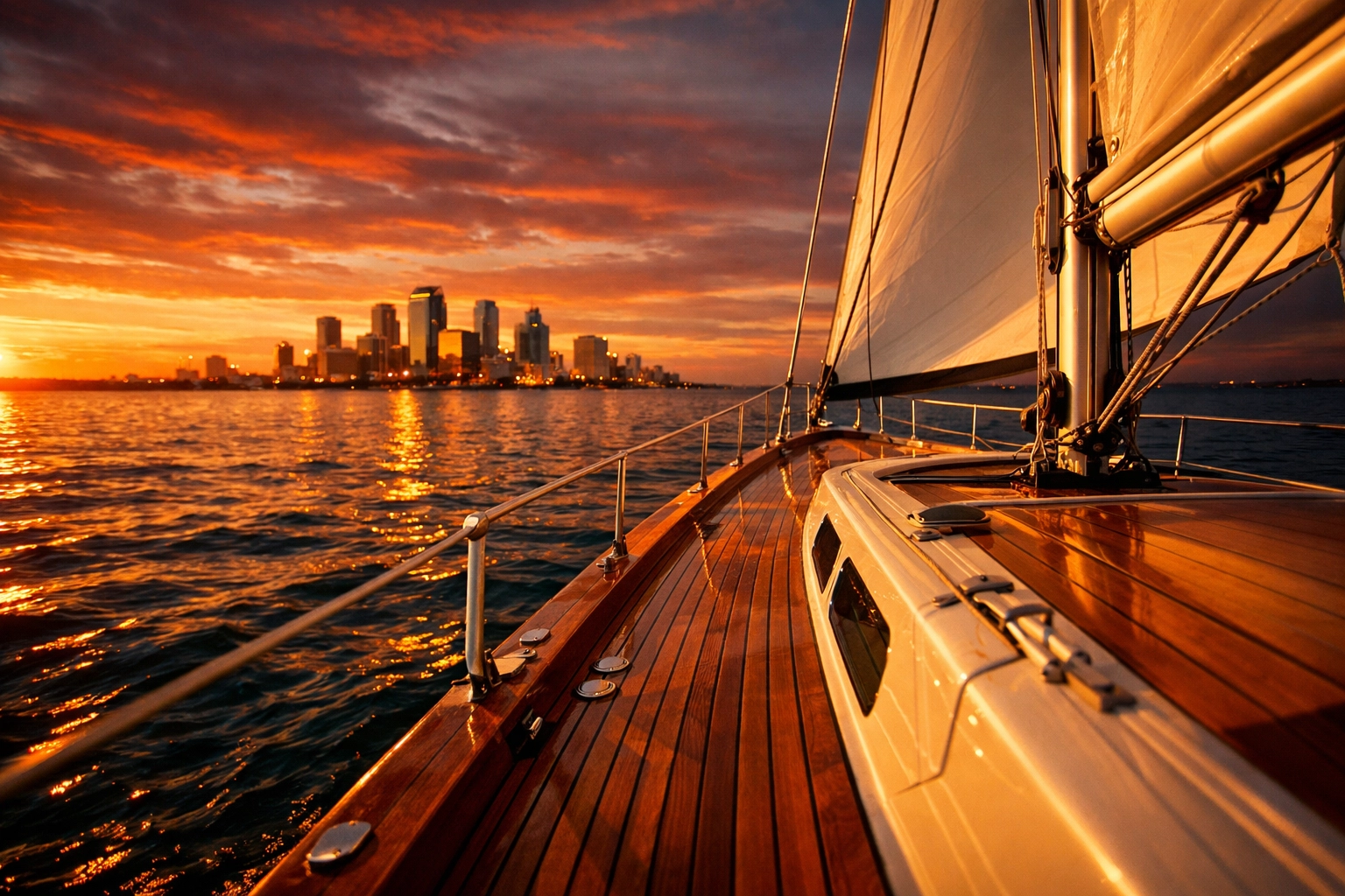 Sailboat on Tampa Bay at sunset representing CPA retirement freedom after selling accounting practice