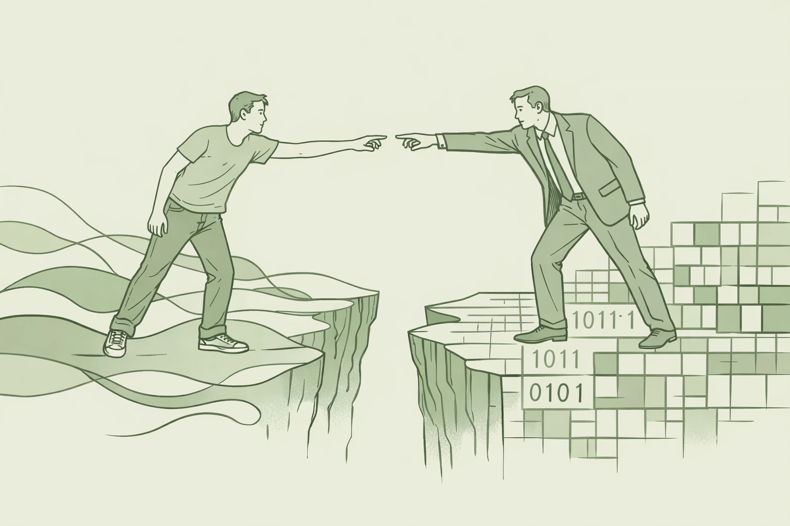 Two men reaching across ideological divide in gay political thriller novel concept art