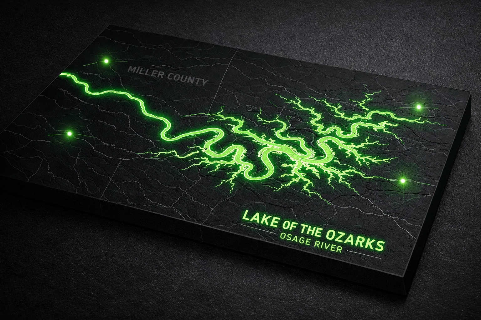 Topographical map of Lake of the Ozarks and Miller County for local tree service service area.