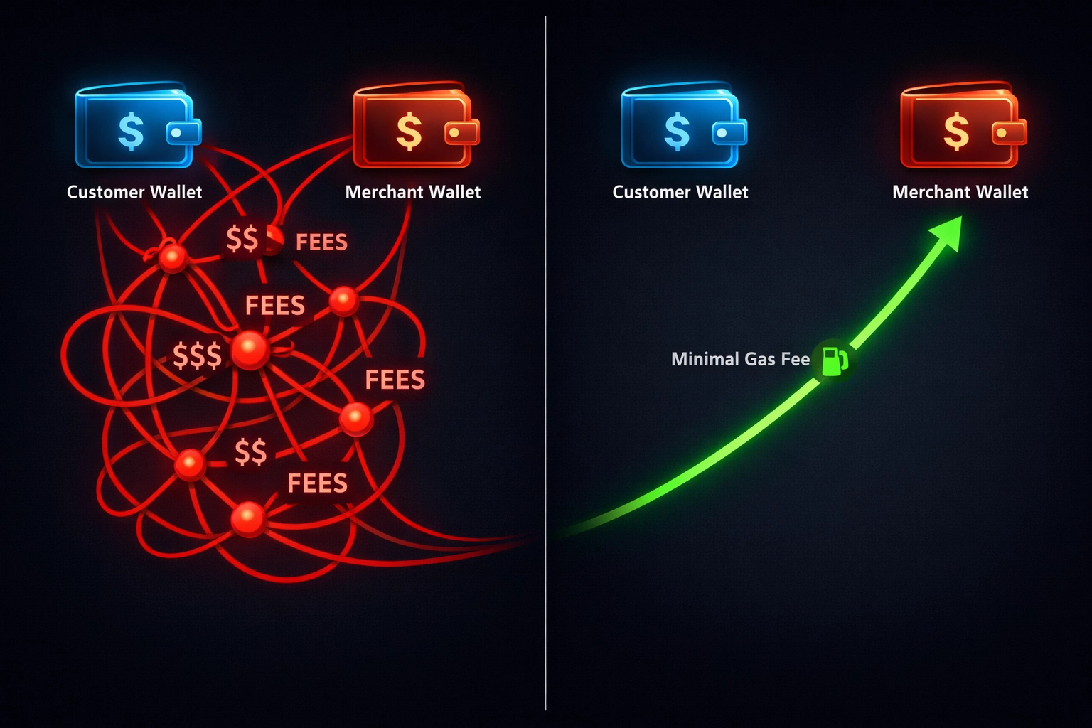 Direct crypto payment flow versus intermediary fees in traditional payment processors