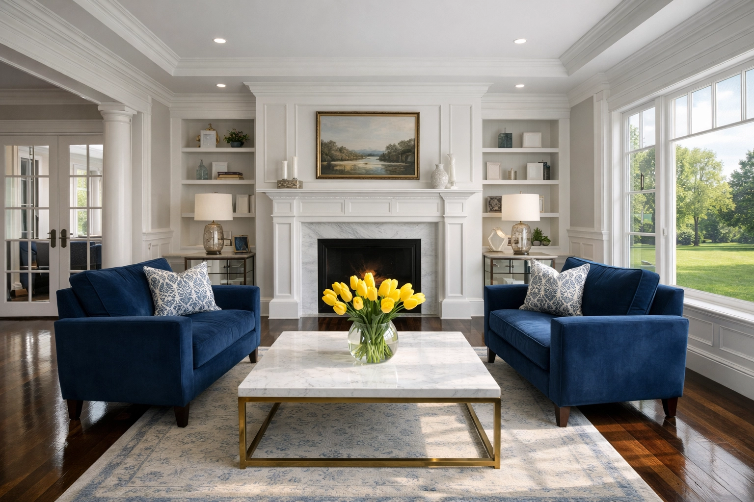 Clean Lexington living room with hardwood floors showing high-end results of luxury Lexington cleaning secrets.