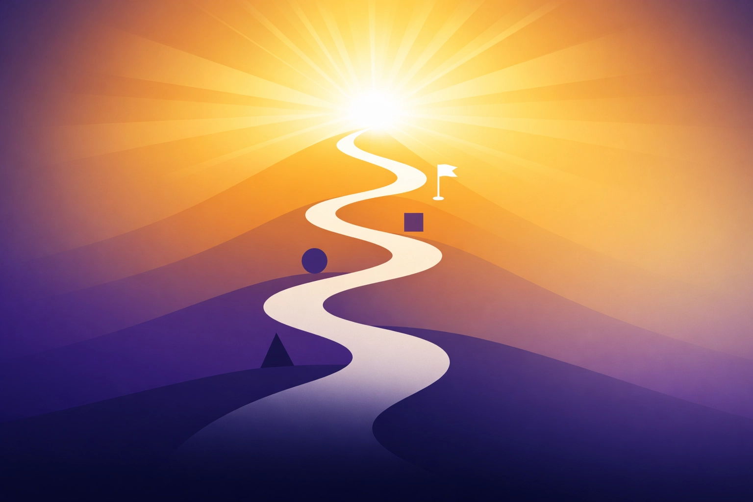 Winding path ascending from darkness to divine light illustrating faith journey and spiritual growth