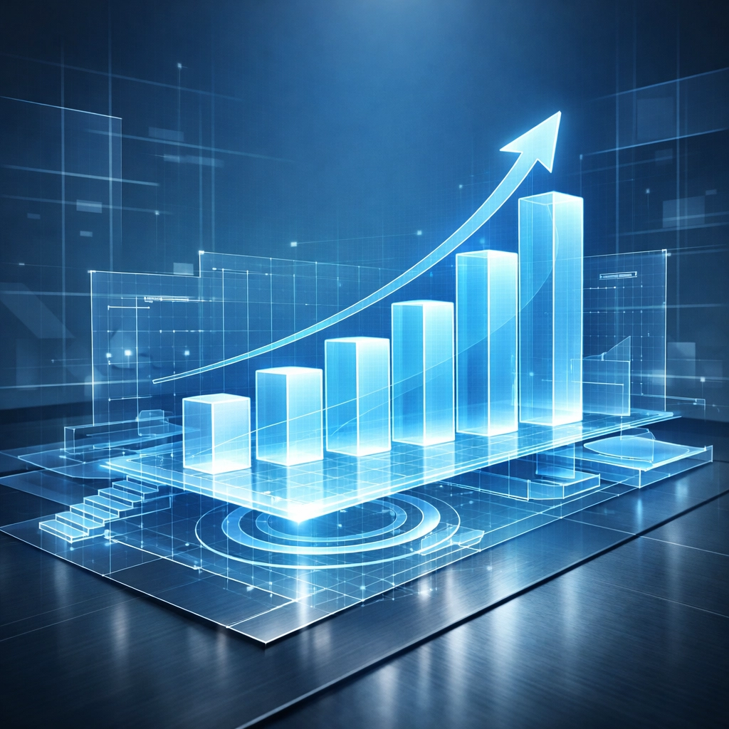 Holographic growth chart showing strategic IT planning and business scalability for SMBs.