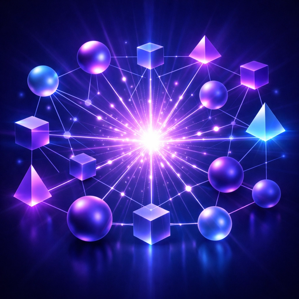 Interconnected geometric network representing a high-performance, diverse, and empowered inclusive workforce.