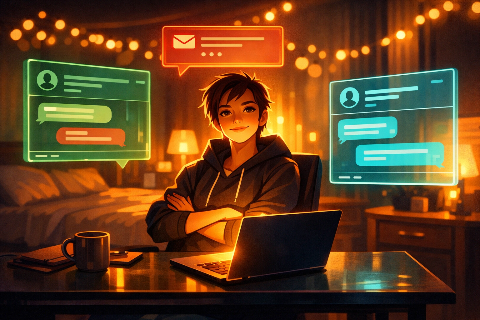 Person confidently using AI to practice intimate communication and build sexual confidence