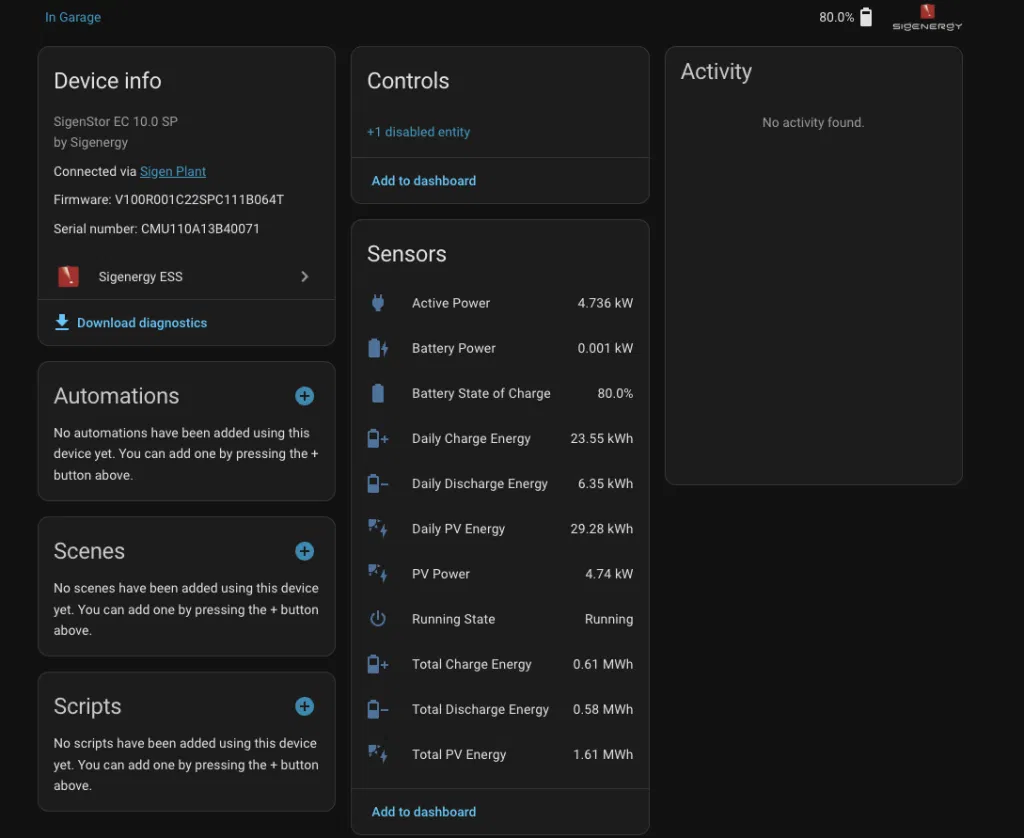 Interface de suivi énergétique SigenStor pour une gestion optimale