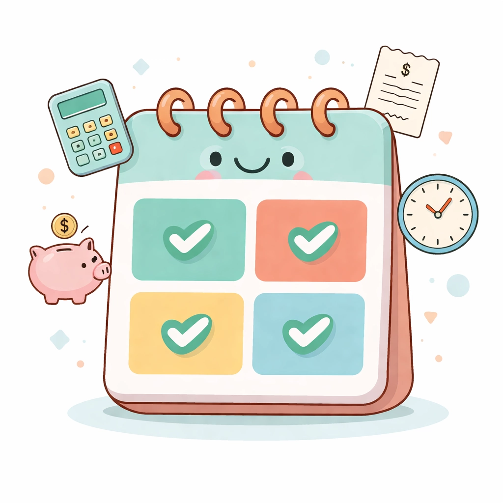 Calendar with quarterly checkmarks representing MTD for Income Tax submission schedule