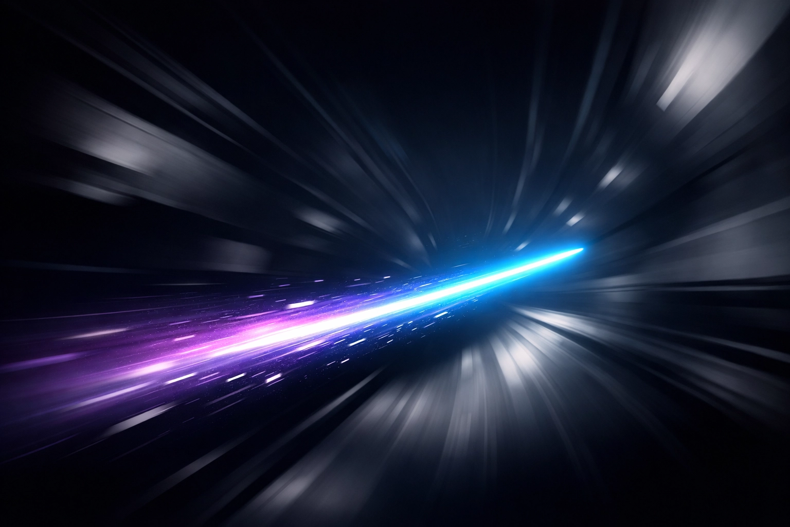 A rapid light streak illustrating the speed of AI-powered SEO and high-performance hosting.