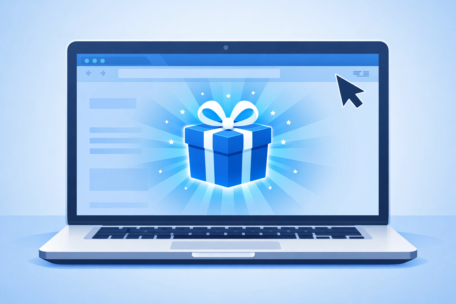 Digital gift icon appearing on a laptop screen to represent effective exit-intent popup marketing.