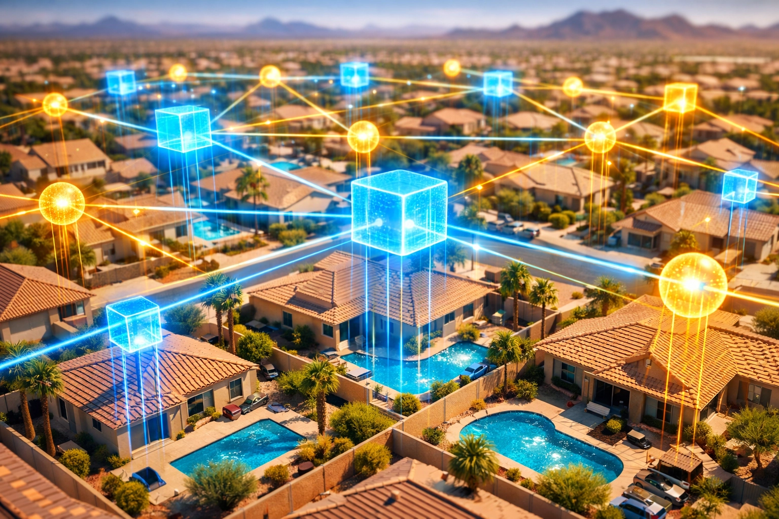 Digital view of a Phoenix neighborhood showing AI marketing strategies for disabled veteran home sellers.