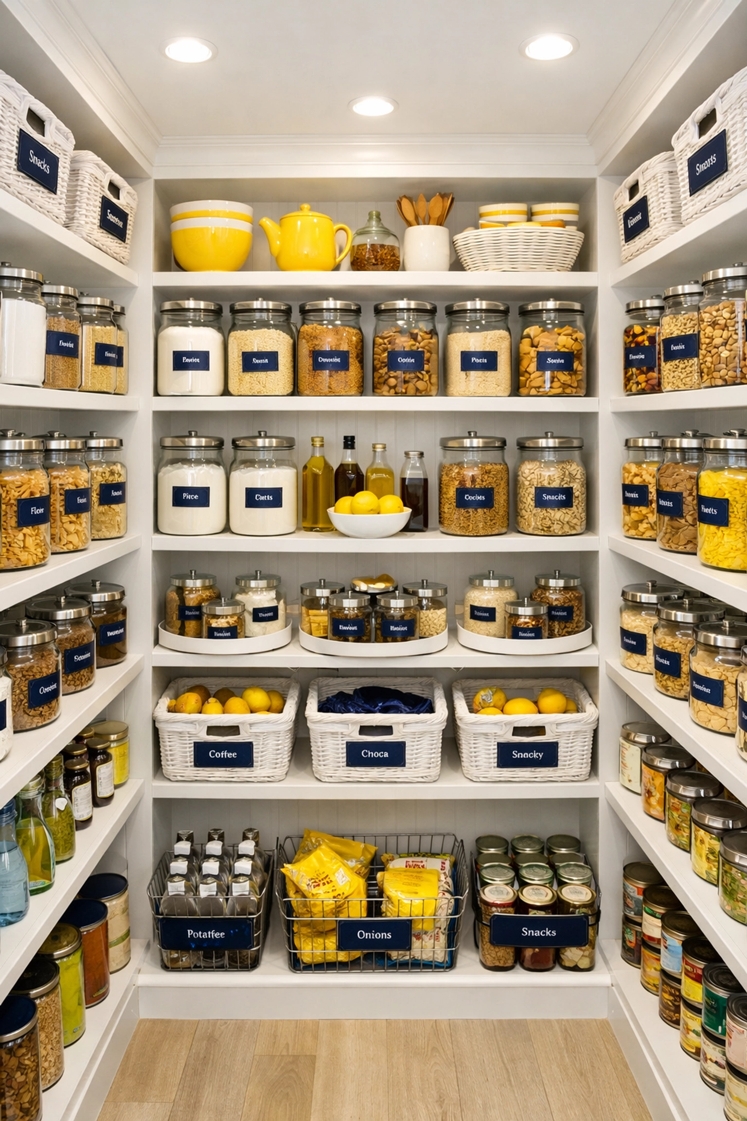 Perfectly organized and clean luxury pantry reflecting meticulous luxury cleaning in Westwood.