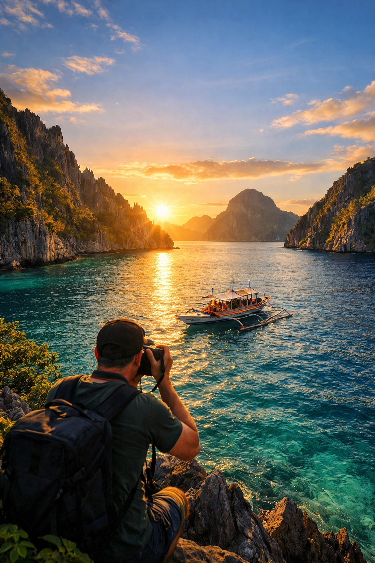 The Ultimate Guide to ProShoot.io: Everything You Need to Succeed as a Travel Photographer 3 Photographer capturing tropical landscapes in El Nido to define their travel photography niche.