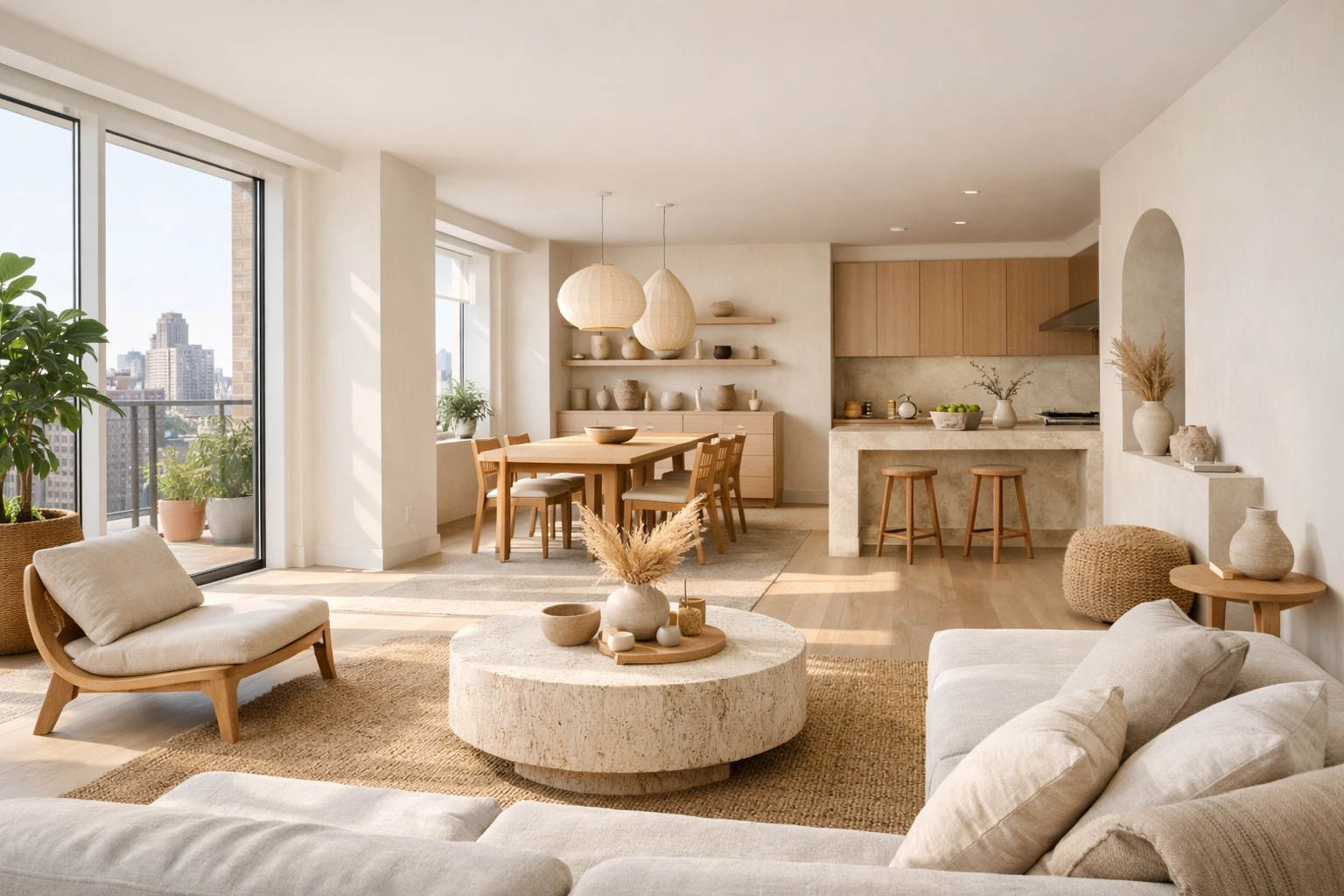 A wellness-focused architectural renovation in NYC, featuring a bright, sustainable, and airy living space.