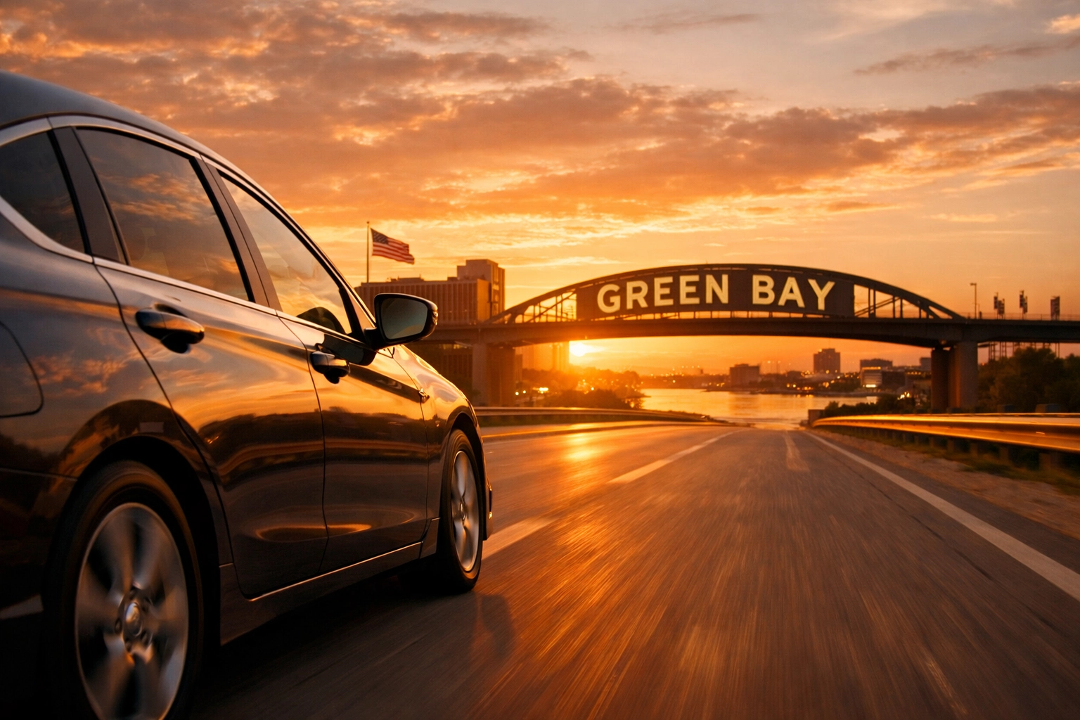 Reliable vehicle driving safely in Green Bay following professional mobile car maintenance and repair.