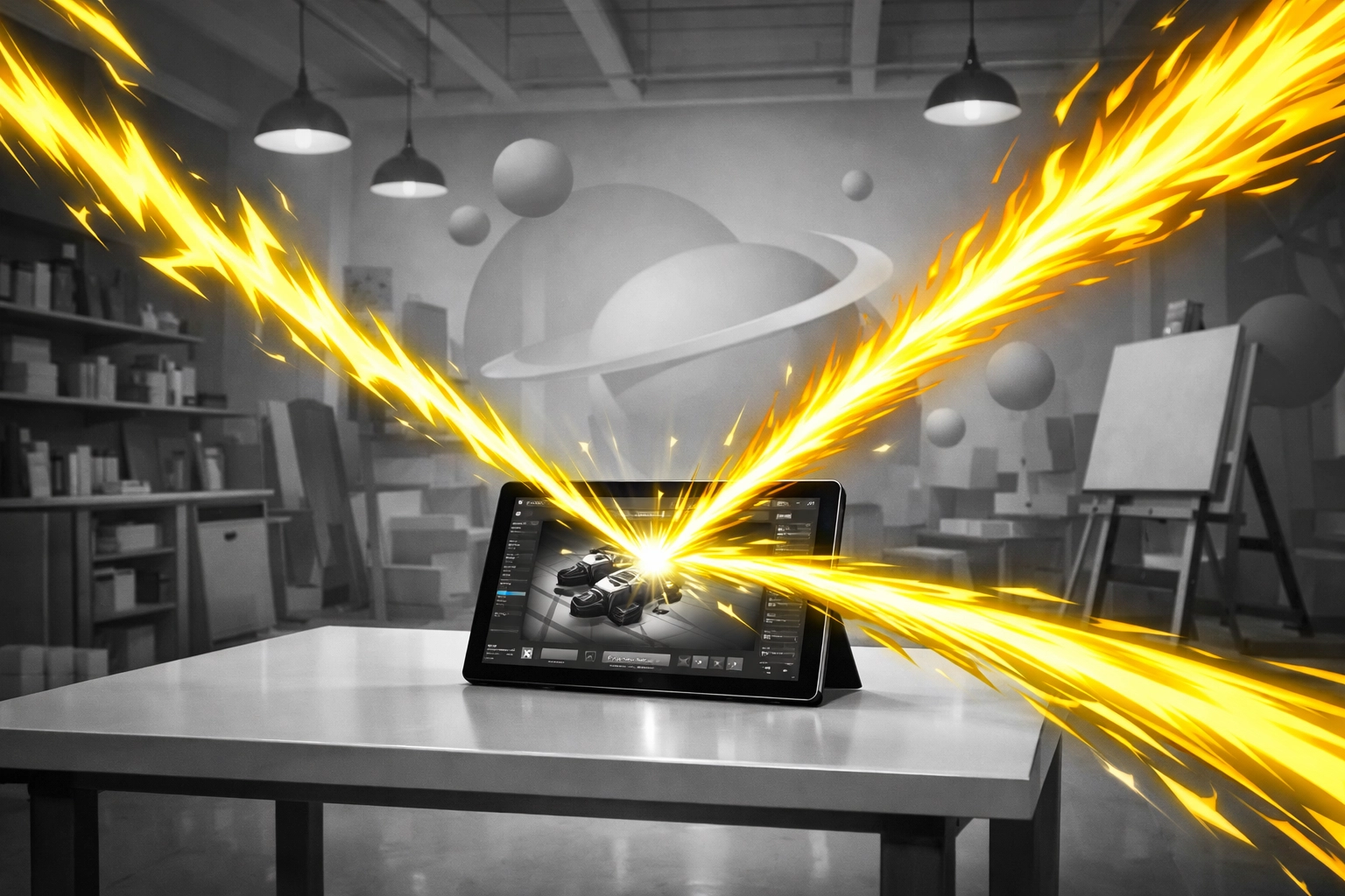 External traffic beams feeding a tablet, illustrating an amazon advertising agency growth strategy