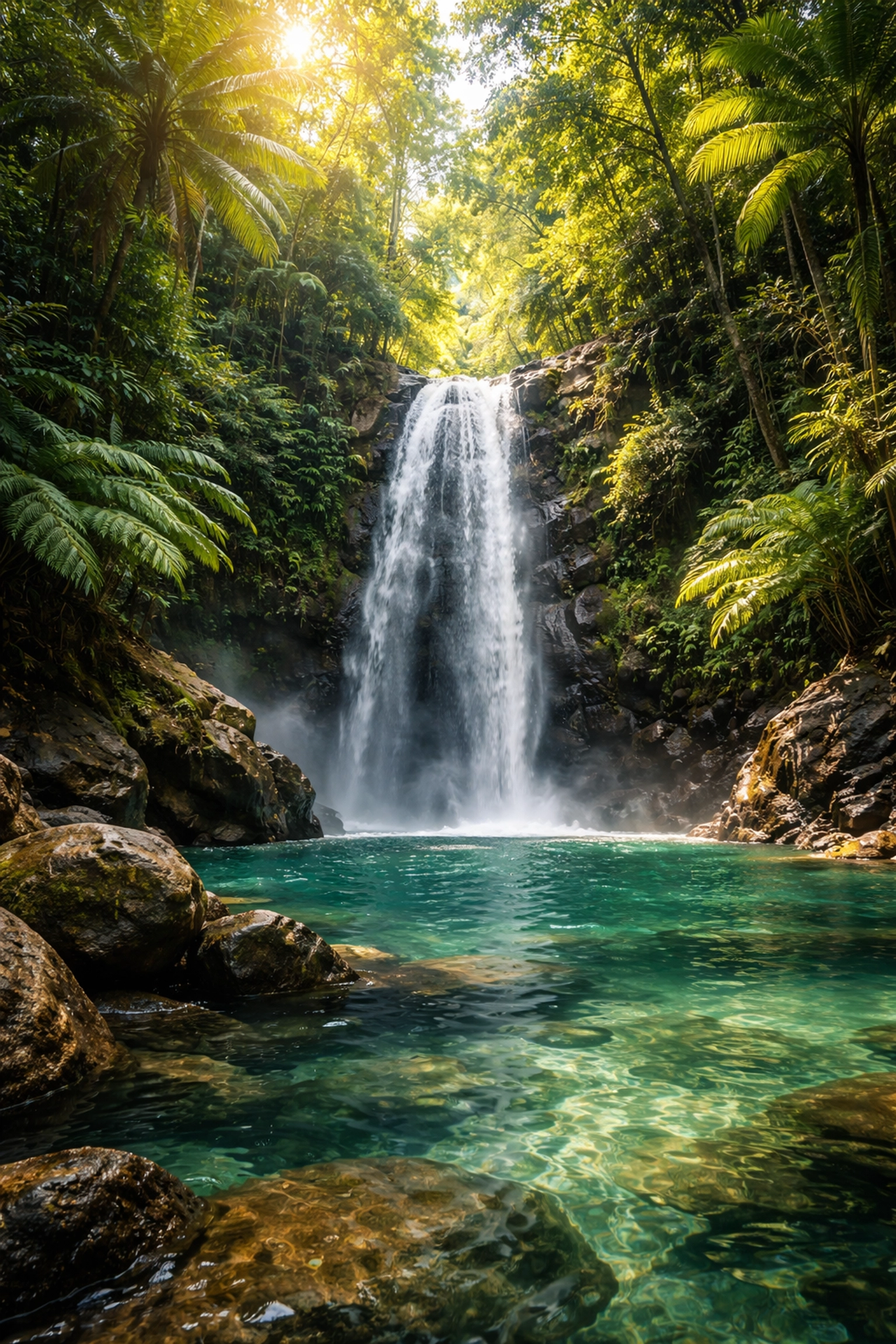Cola de Caballo waterfall in Yelapa, surrounded by rainforest, a must-see near Puerto Vallarta