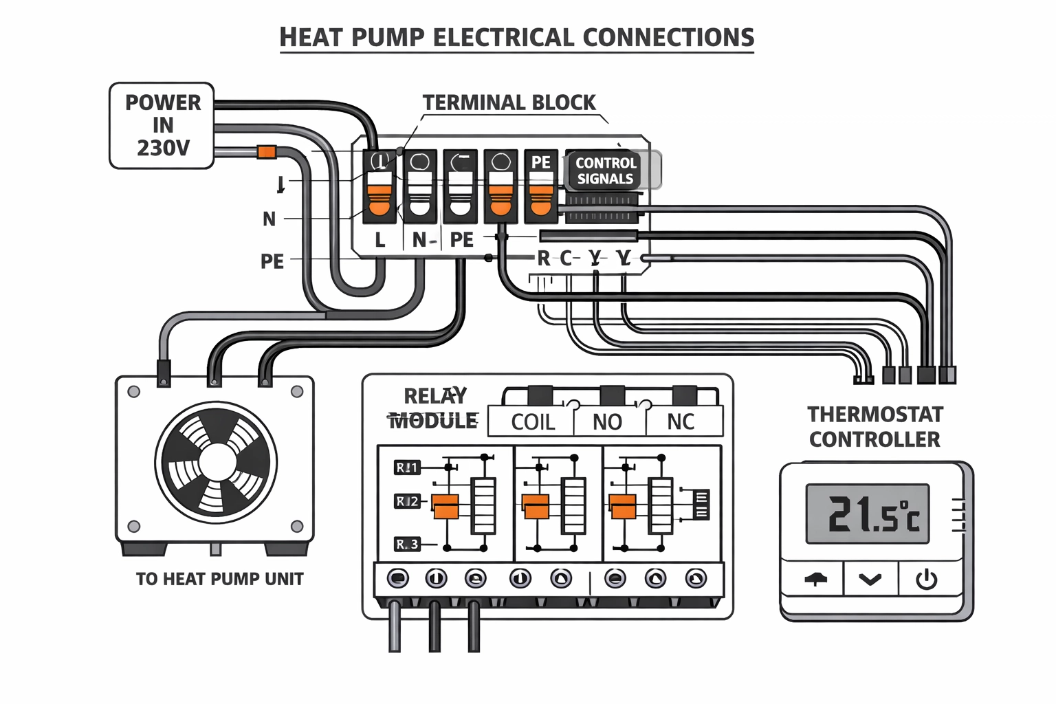 Elektrische Anschlüsse und Steuerungstechnik einer Wärmepumpe im Detail