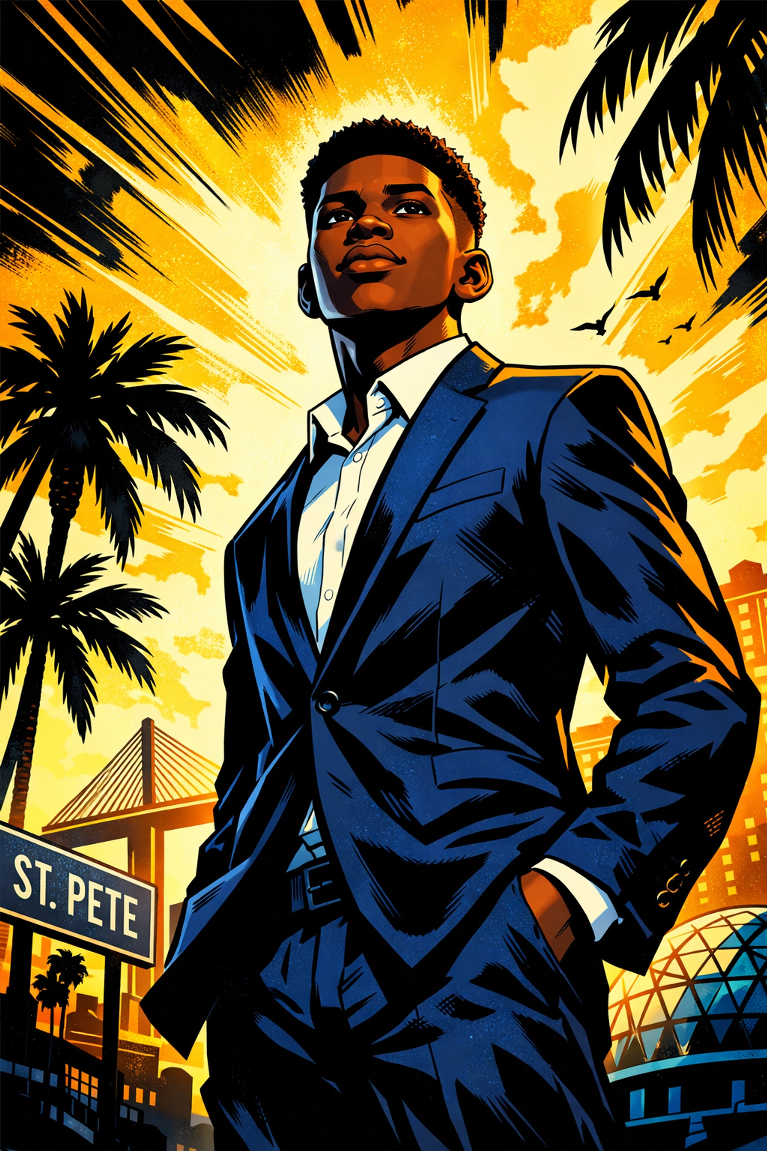 Confident young Black man in a suit symbolizing the transition to leadership and professional success.