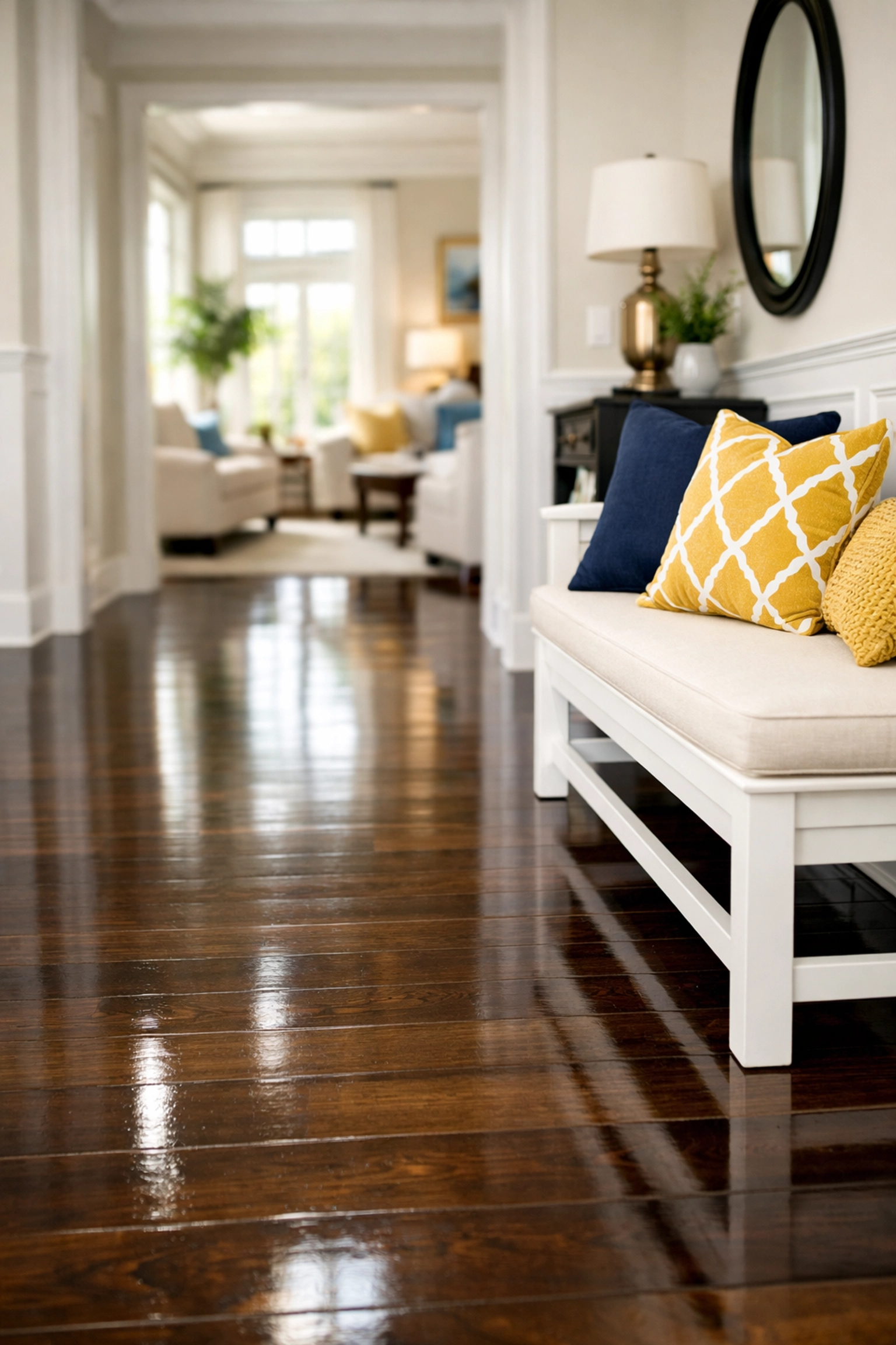 Polished residential hallway showing consistent results from a professional house cleaning in Westford.