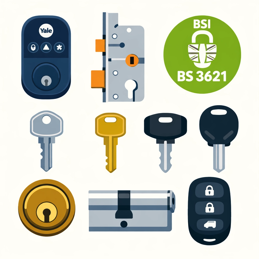 Various lock types including Yale and UPVC locks serviced by Bristol locksmiths