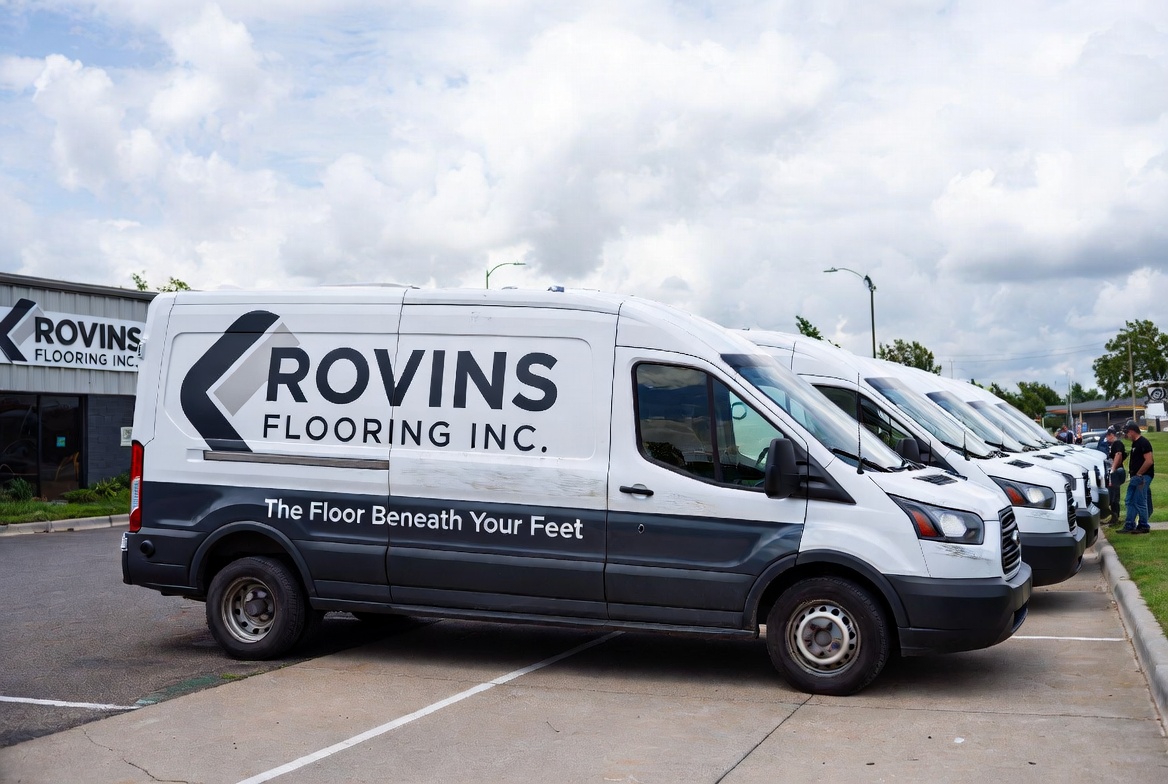 Fleet of Rovin's Flooring Inc. Service Vans