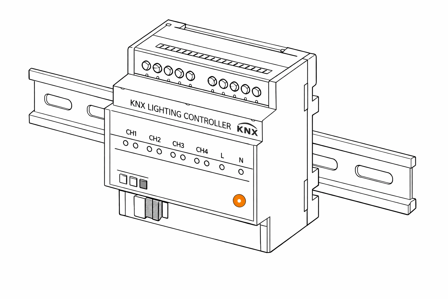 Technische Illustration einer KNX Lichtsteuerung für Hausautomation in Wien.