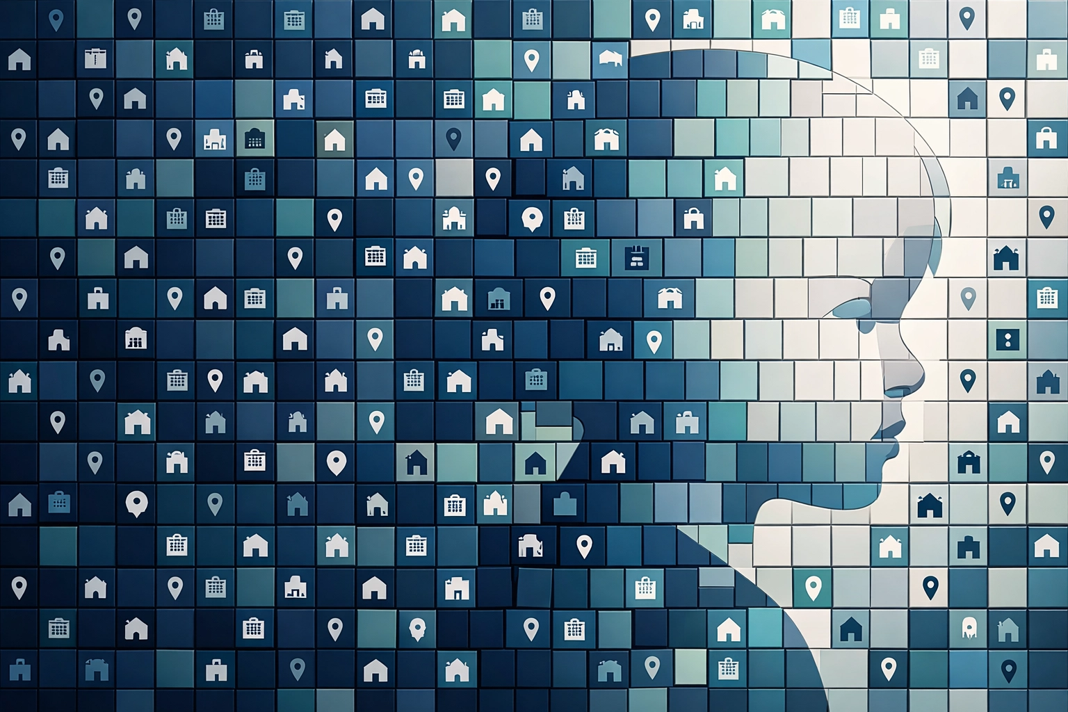 Mosaic of personal data pieces forming child's profile showing aggregated security risks