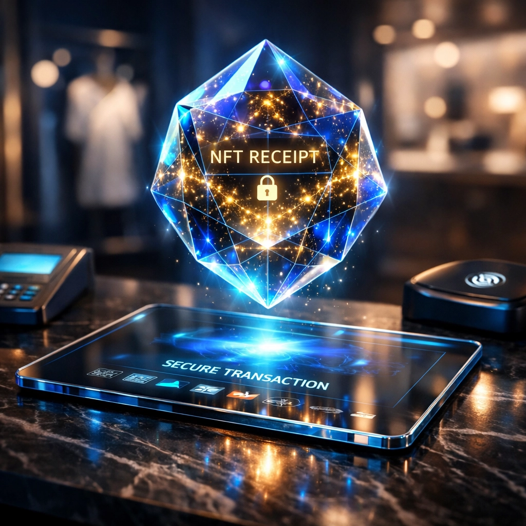 Secure NFT receipt for accounting on a futuristic crypto POS system for small business