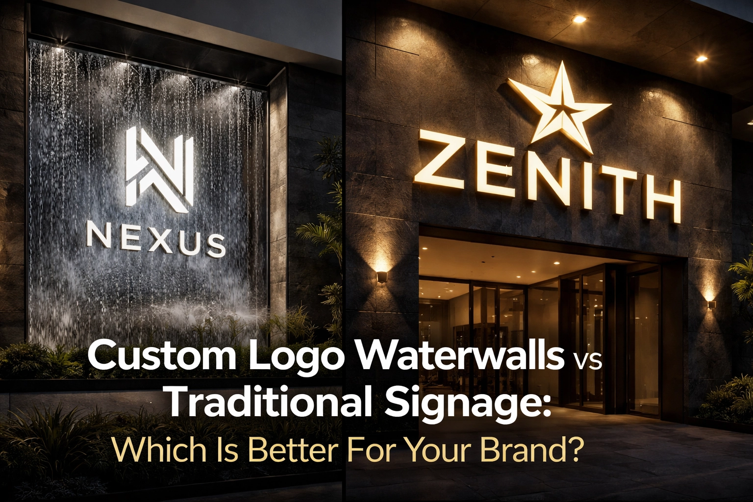 [HERO] Custom Logo Waterwalls Vs Traditional Signage: Which Is Better For Your Brand?