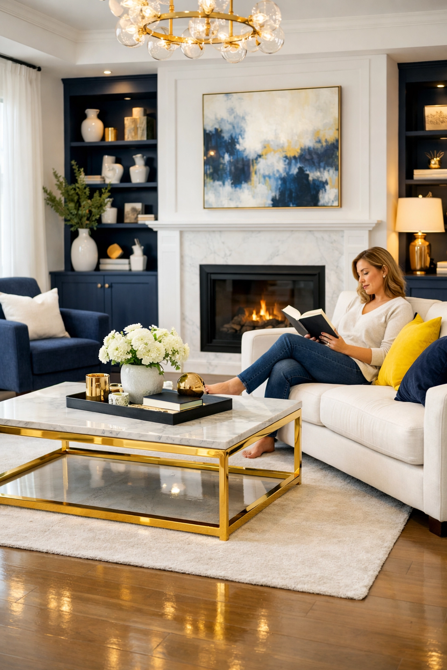 Relaxed homeowner in a pristine living room maintained by premier residential cleaning Massachusetts.