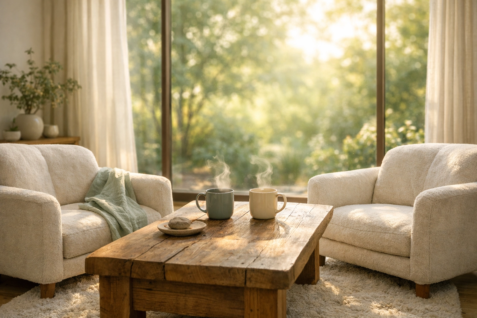 The Proven Framework for Better Arguments: How Relationship Counselling Works Before You Reach a Crisis 2 A tranquil therapy room with two chairs, creating a calm environment for relationship counselling and better communication.