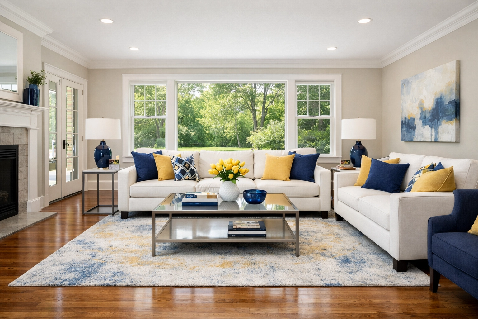 Impeccably clean living room in Leominster MA after professional weekly house cleaning services.