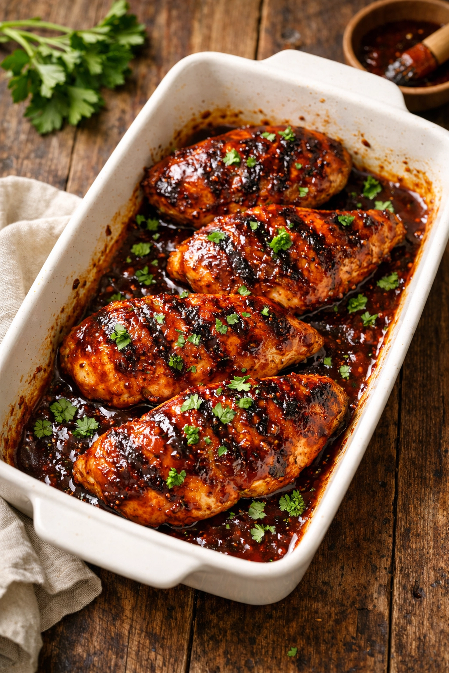 BBQ chicken breasts with caramelized sauce - easy weeknight dinner recipe