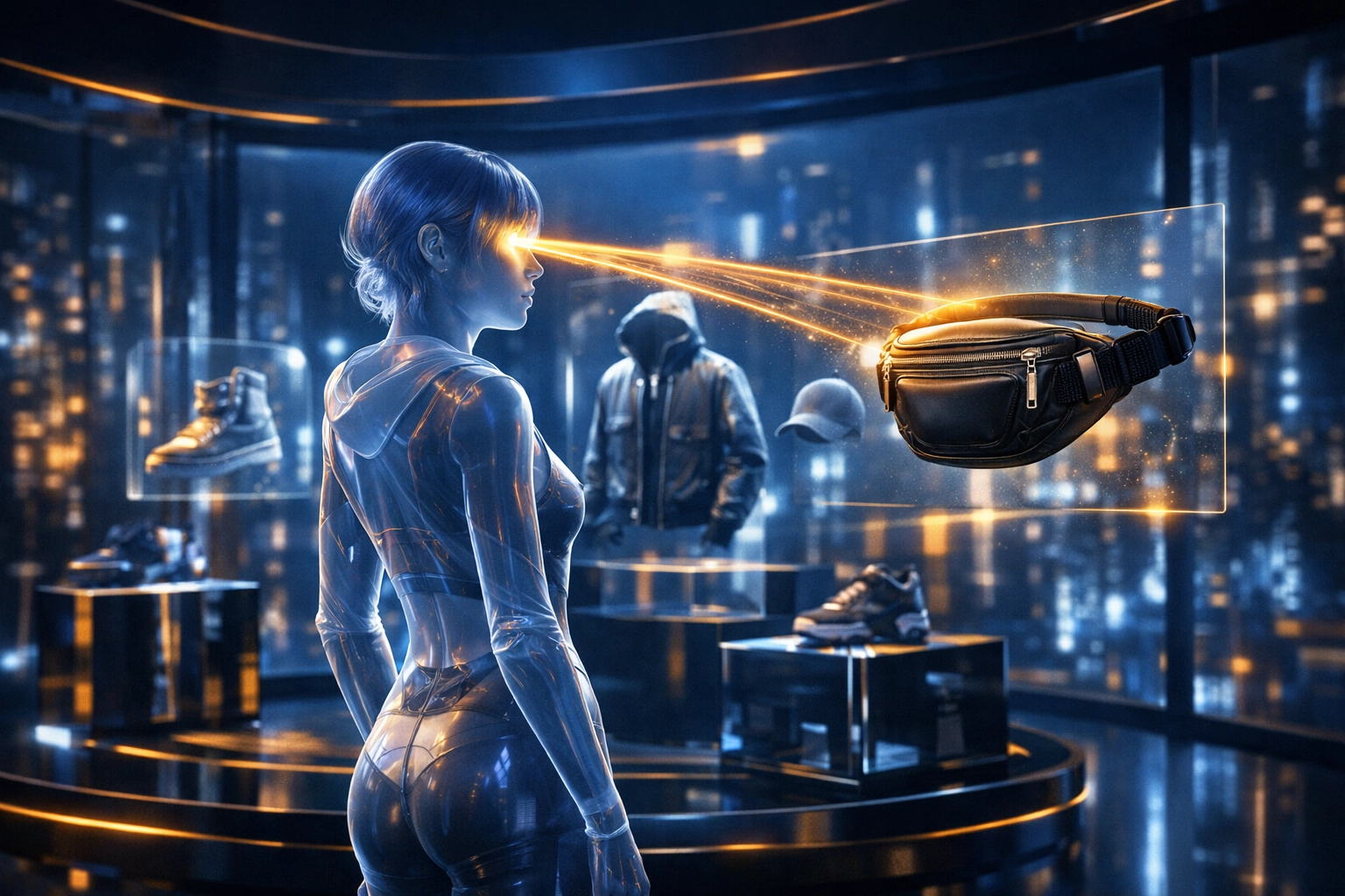 Immersive Metaverse shopping experience featuring AI-powered gaze tracking and seamless Web3 wallet payments.