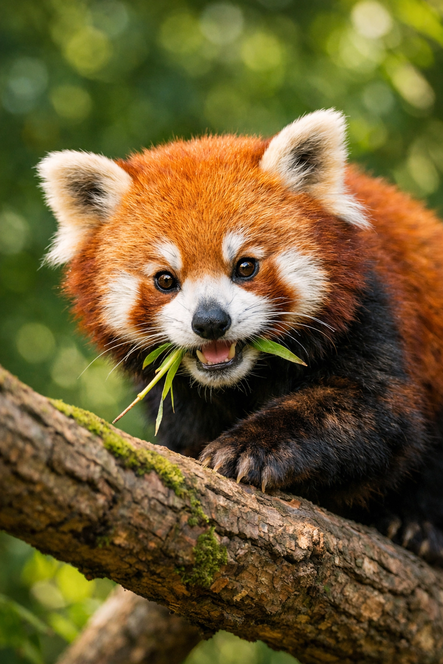 Red panda in zoo habitat demonstrating professional wildlife photography for sponsored pages