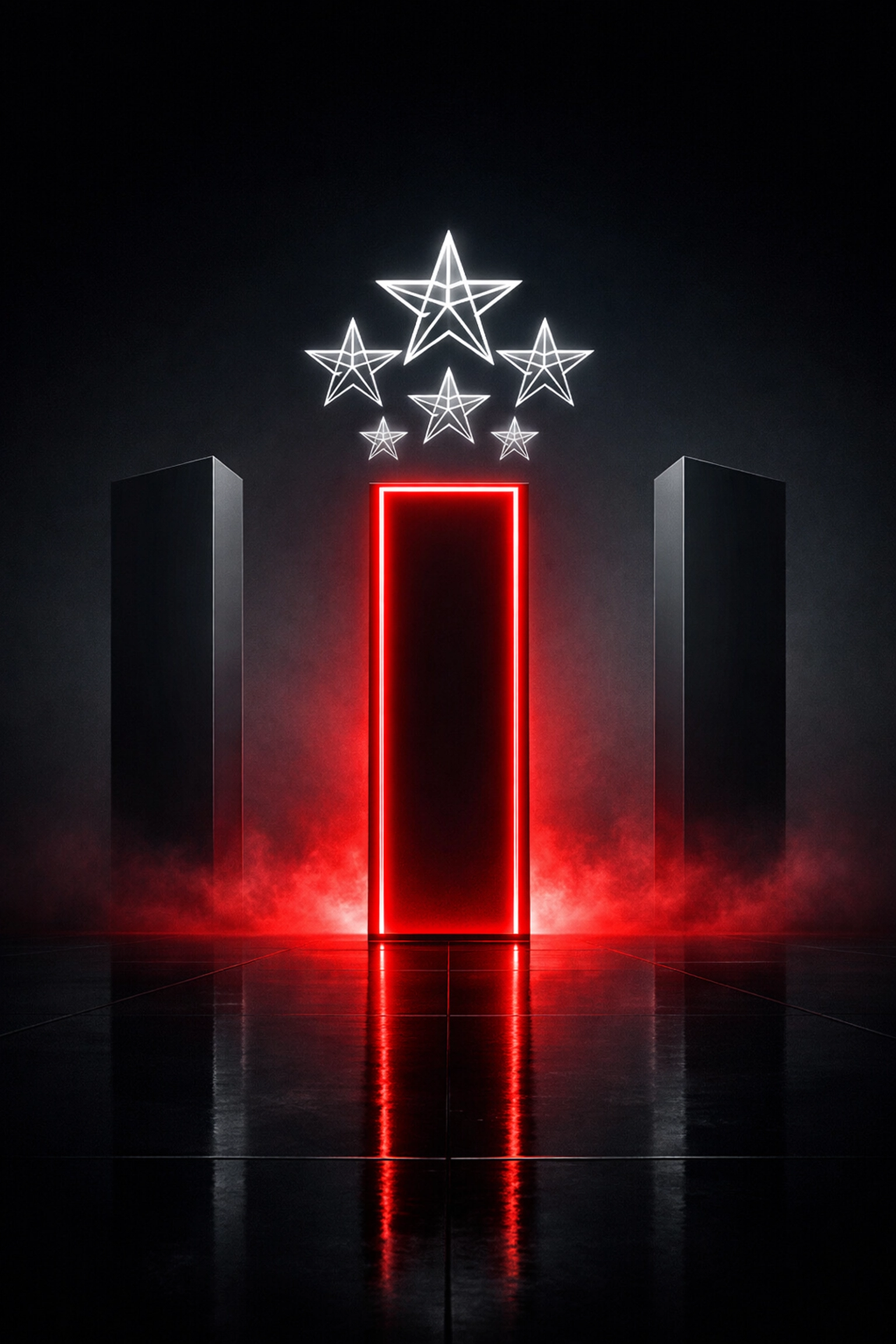 Glowing red monolith representing high search visibility and brand authority for local businesses.